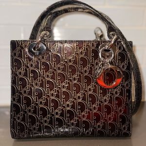 Authentic Christian Dior Patent Monogrammed Lady Dior